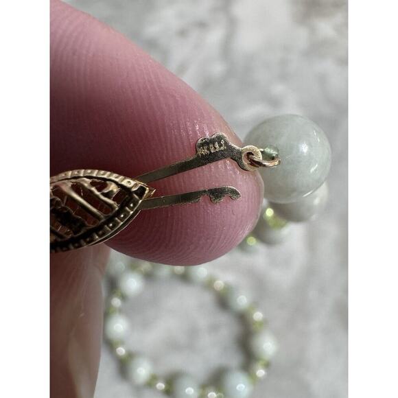 NOS 14K Gold GSJ Signed Jade Pearl Peridot 24in Beaded Necklace - Picture 8 of 10